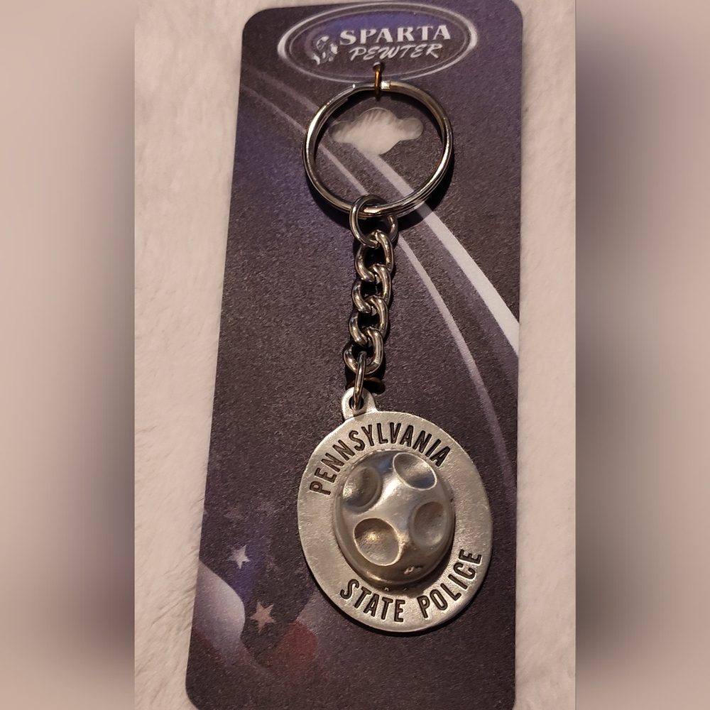 NWT! Sparta Pewter PA State Police Keychain